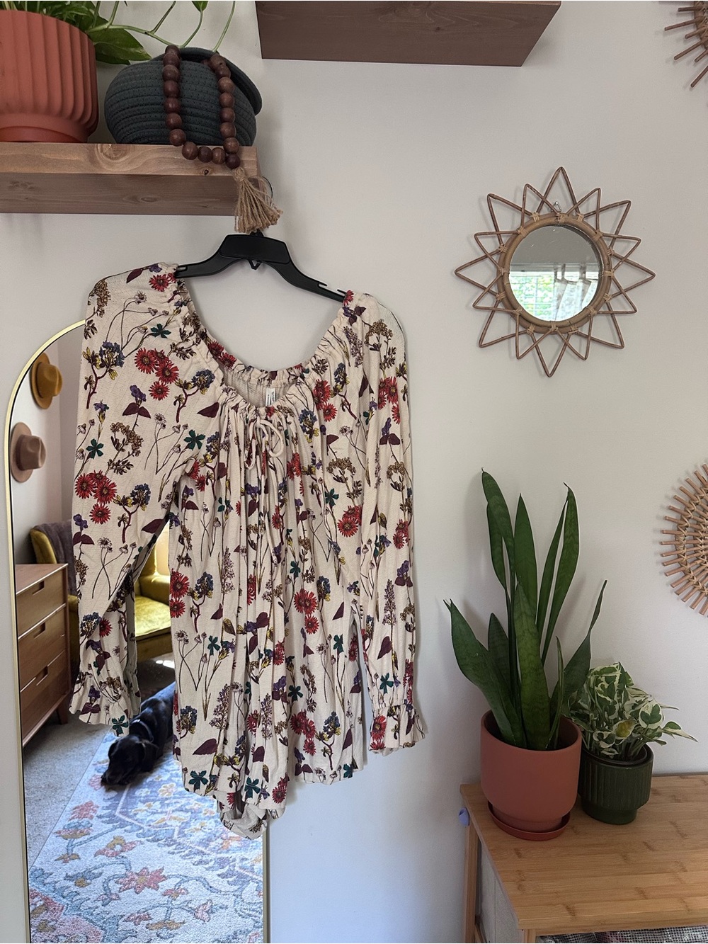 Anthropologie Cream Floral Romper